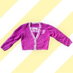 Fuzzy Barbie varsity button up